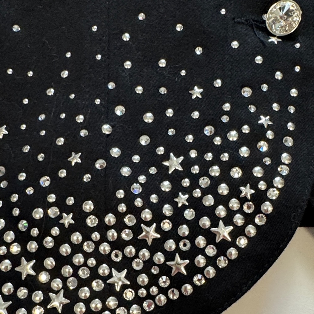 Christine Alexander Black studded Stars and Button Down vest. Rhinestones - Picture 2 of 11